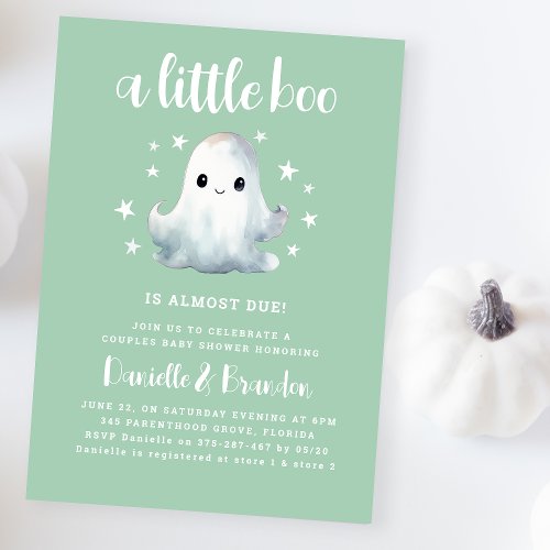 Cute Little Boo Halloween Baby Shower Invitation