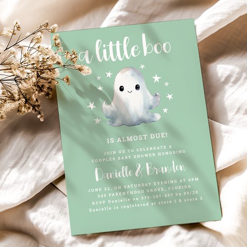 Cute Little Boo Halloween Baby Shower Invitation