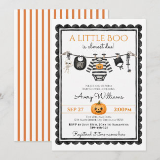 Cute Little Boo Halloween Baby Shower Invitation