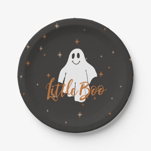 Cute Little Boo Halloween Baby Shower Paper Plates