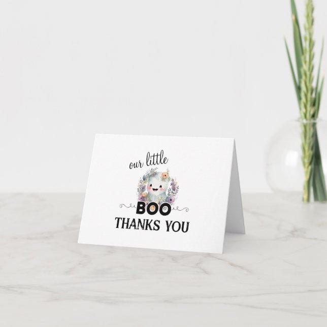 Cute Little Boo Halloween Baby Shower Thank You Card (Front)