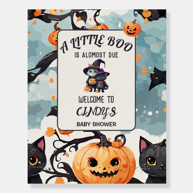 Cute little boo Halloween baby shower welcome sign (Front)