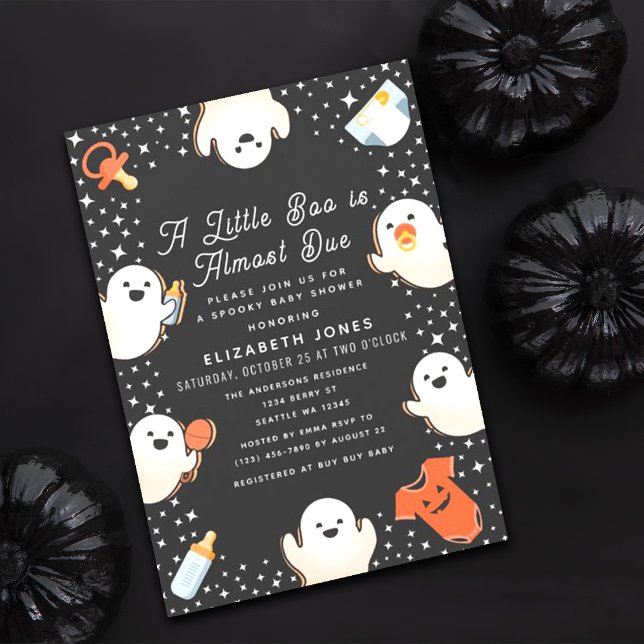 Cute Little Boo Halloween Ghost Baby Shower Invitation (Creator Uploaded)
