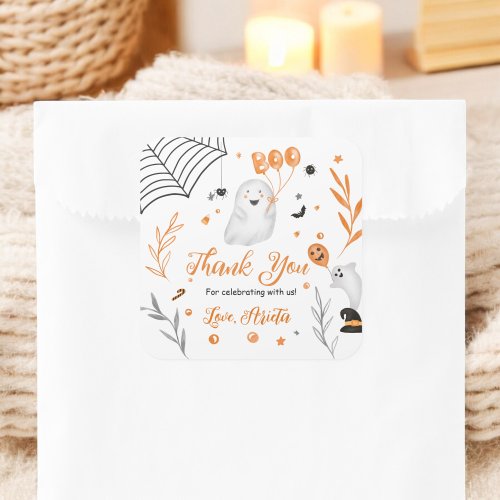 Cute little Boo Halloween Thank you baby shower Square Sticker