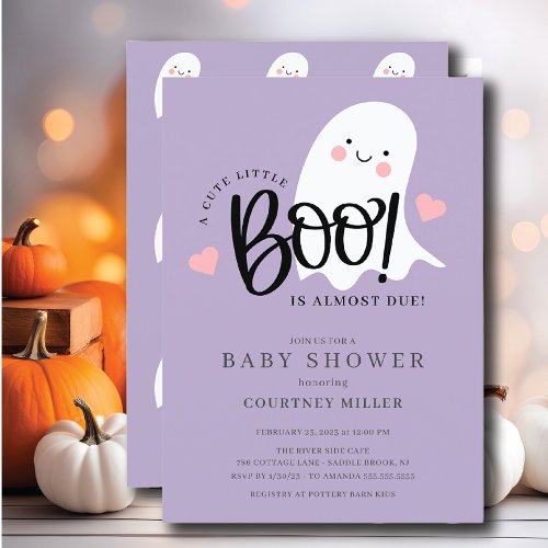 Cute Little Boo Is Almost Due Baby Shower Invitation