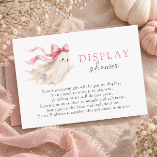 Cute Little Boo Pink Bow No Wrap Display Shower Enclosure Card