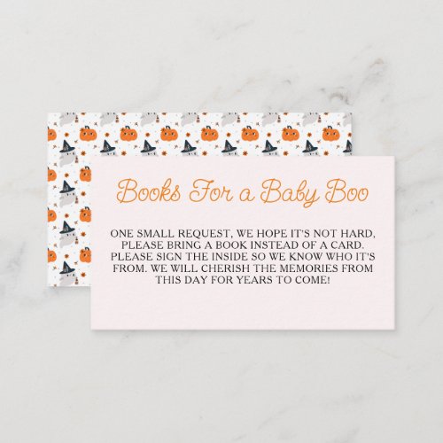 Cute Little Boo Pumpkin and Ghost Book Request Enclosure Card