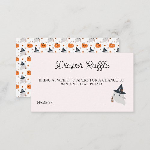 Cute Little Boo Pumpkin and Ghost Diaper Raffle Enclosure Card