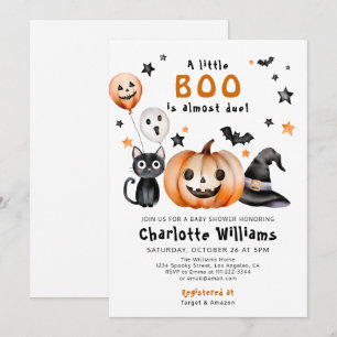 Cute Little Boo Pumpkin Halloween Baby Shower Invitation