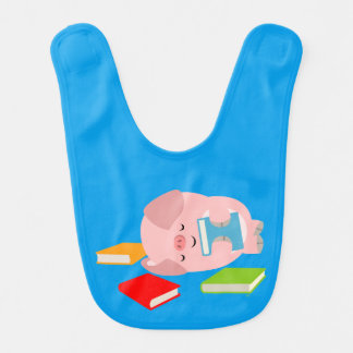Cute Little Book Lover (Cartoon Pig) Baby Bib