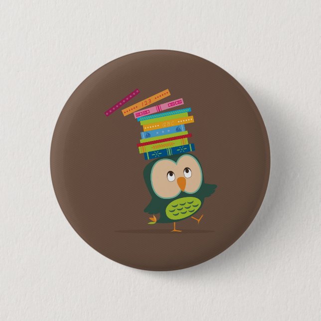 Cute little book owl button (Front)