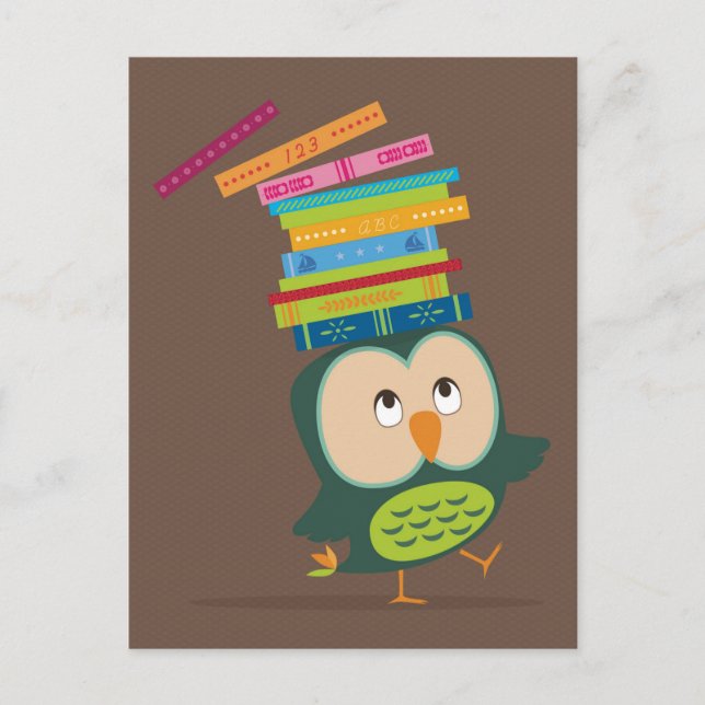 Cute little book owl postcard (Front)