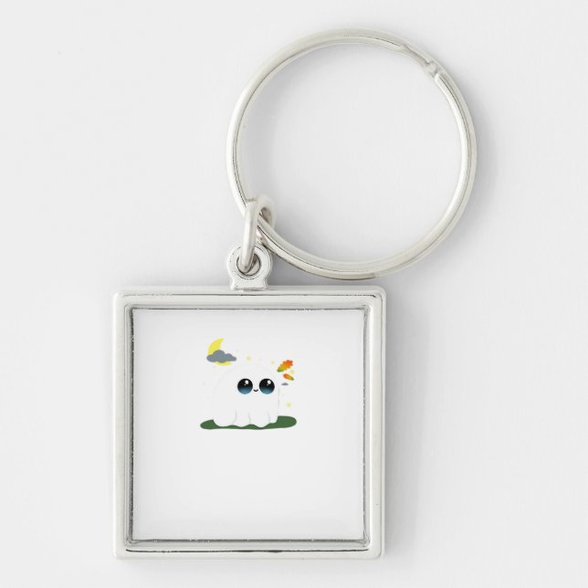 Cute Little Boostie Fall Scene Vintage Classic Keychain (Front)