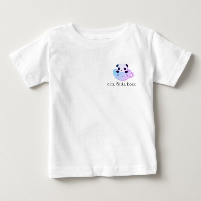 Cute Little Boss – Kawaii Panda in a Cup Sticker  Baby T-Shirt (Front)