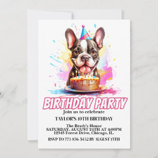 Cute Little Boston Terrier Birthday Party Invitation
