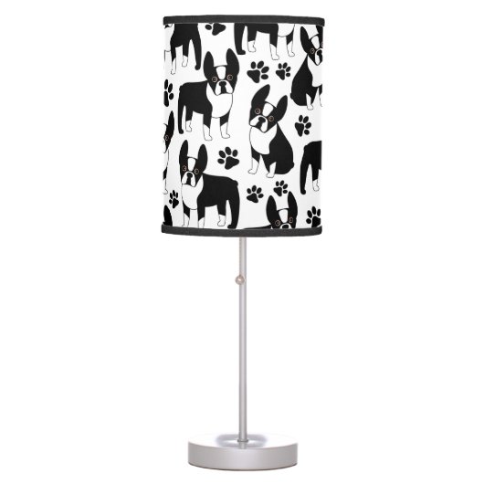 Cute Little Boston Terriers Table Lamp (Front)