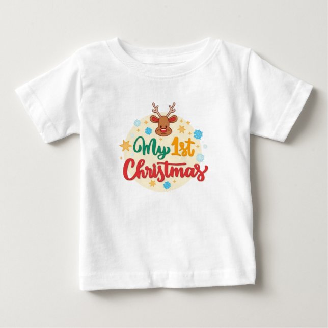 Cute Little Boy Christmas  Baby T-Shirt (Front)