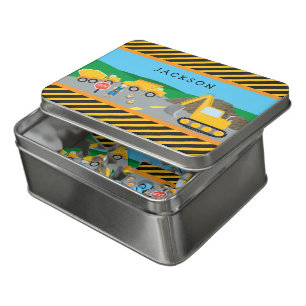 Cute Little Boy Construction Vehicle Monogrammed Jigsaw Puzzle