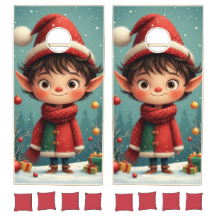 Cute Little Boy Elf Cornhole Set