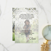 Cute little boy photo birthday thank you card