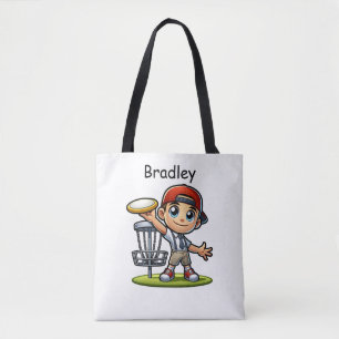 Cute Little Boy Playing Disc Golf Personalized Tote Bag