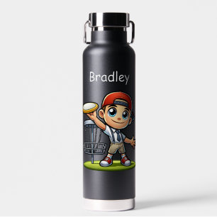 Cute Little Boy Playing Disc Golf Personalized Water Bottle