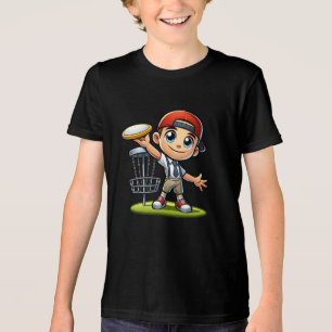 Cute Little Boy Playing Disc Golf Tri-Blend Shirt