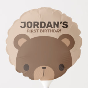 Cute Little Brown Bear Birthday Balloon