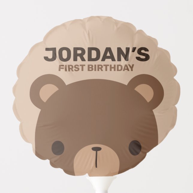 Cute Little Brown Bear Birthday Balloon (Front)