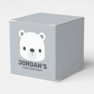 Cute Little Brown Bear Birthday Favor Boxes