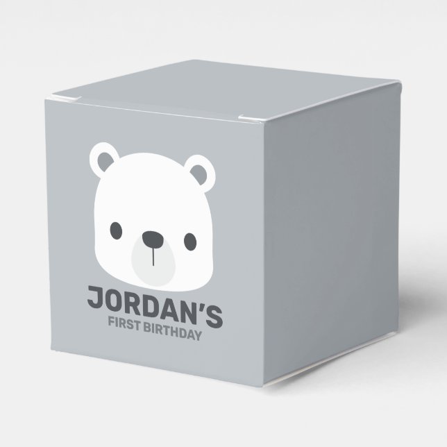 Cute Little Brown Bear Birthday  Favor Boxes (Front Side)