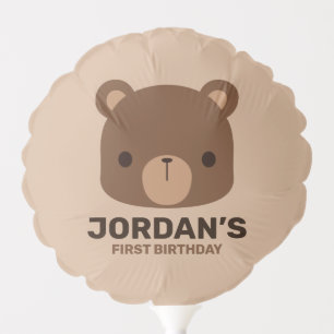 Cute Little Brown Bear with Personalized Name Balloon