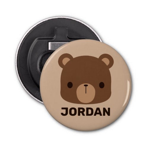 Cute Little Brown Bear with Personalized Name Bottle Opener