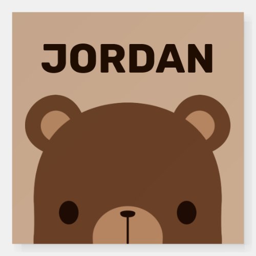 Cute Little Brown Bear with Personalized Name Foam Board