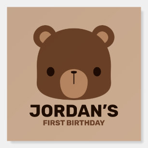 Cute Little Brown Bear with Personalized Name Foam Board