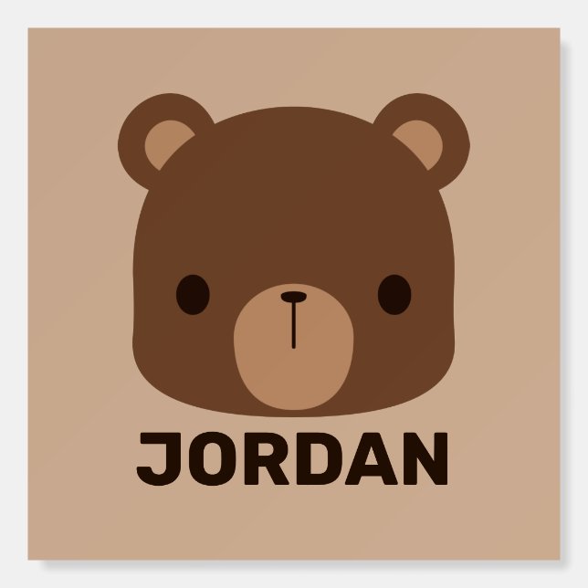 Cute Little Brown Bear with Personalized Name Foam Foam Board (Front)