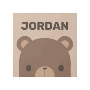Cute Little Brown Bear with Personalized Name Gall Gallery Wrap