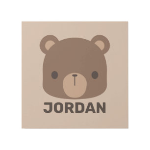 Cute Little Brown Bear with Personalized Name Gallery Wrap