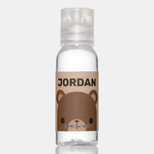 Cute Little Brown Bear with Personalized Name Hand Sanitizer