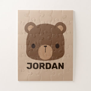 Cute Little Brown Bear with Personalized Name Jigsaw Puzzle