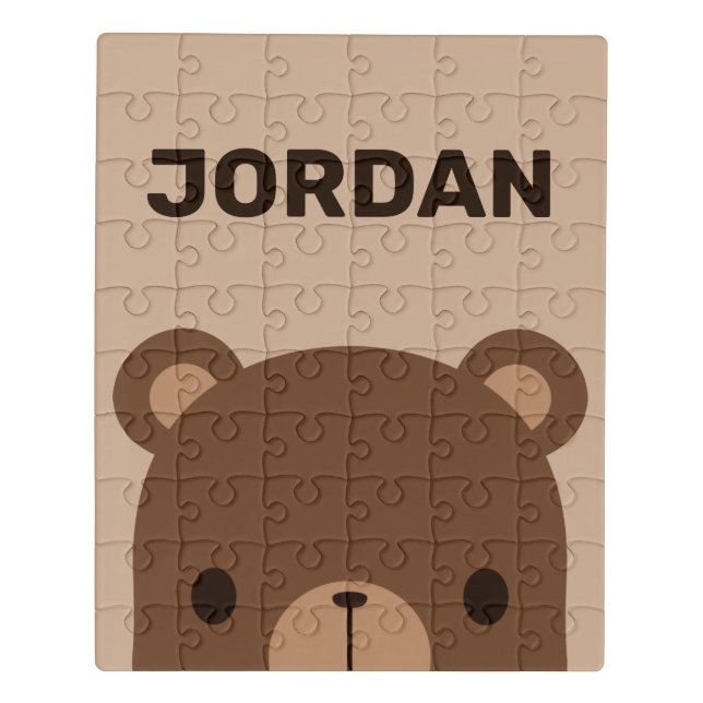 Cute Little Brown Bear with Personalized Name Jigsaw Puzzle (Puzzle Vertical)