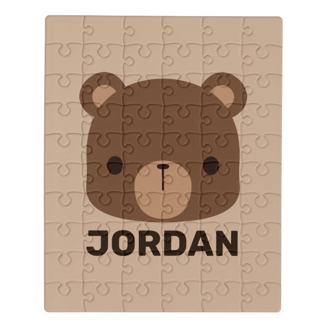 Cute Little Brown Bear with Personalized Name Jigsaw Puzzle (Puzzle Vertical)