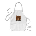 Cute Little Brown Bear With Personalized Name Kids&#39; Apron at Zazzle