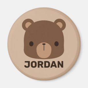 Cute Little Brown Bear with Personalized Name Magnet