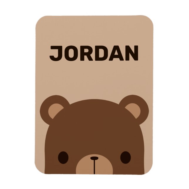 Cute Little Brown Bear with Personalized Name Magnet (Vertical)