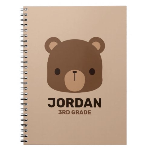 Cute Little Brown Bear with Personalized Name Note Notebook