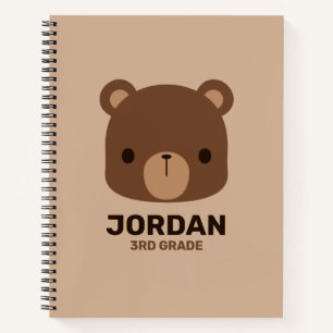 Cute Little Brown Bear with Personalized Name Notebook