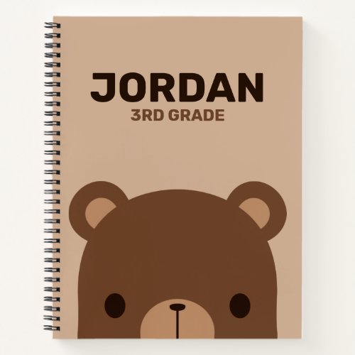 Cute Little Brown Bear with Personalized Name Notebook