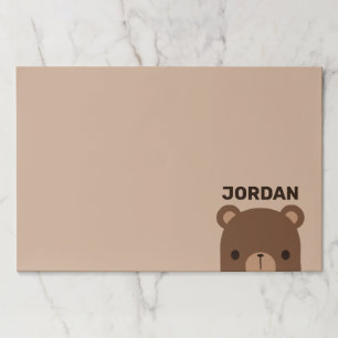 Cute Little Brown Bear with Personalized Name Paper Pad