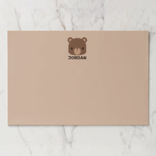 Cute Little Brown Bear with Personalized Name Paper Pad
